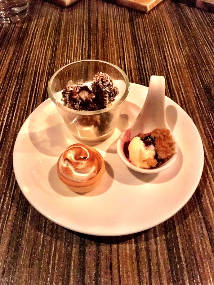 Lemon Meringue Tartlet, Incontro Lamington and Deconstructed Berry Cheese Cake Bite